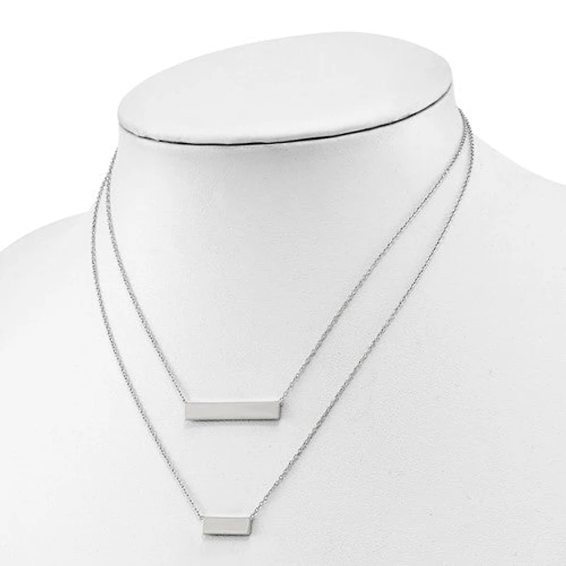 Sterling Silver Double Bar Necklace - 16"