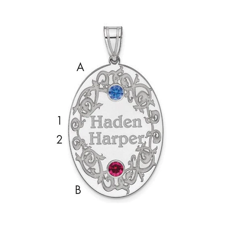 Sterling Silver Crystal Family Pendant (up to 4 names and birthstones)