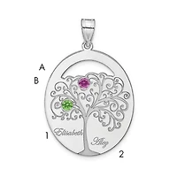 Sterling Silver Crystal Birthstone with Sterling Silver Bezel Family Pendant (up to 6 names and birthstones)