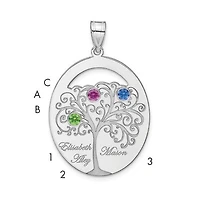 Sterling Silver Crystal Birthstone with Sterling Silver Bezel Family Pendant (up to 6 names and birthstones)