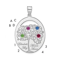 Sterling Silver Crystal Birthstone with Sterling Silver Bezel Family Pendant (up to 6 names and birthstones)