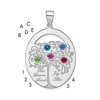 Sterling Silver Crystal Birthstone with Sterling Silver Bezel Family Pendant (up to 6 names and birthstones)