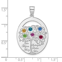 Sterling Silver Crystal Birthstone with Sterling Silver Bezel Family Pendant (up to 6 names and birthstones)