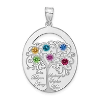 Sterling Silver Crystal Birthstone with Sterling Silver Bezel Family Pendant (up to 6 names and birthstones)