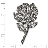 Sterling Silver Antiqued Marcasite Flower Pin Brooch