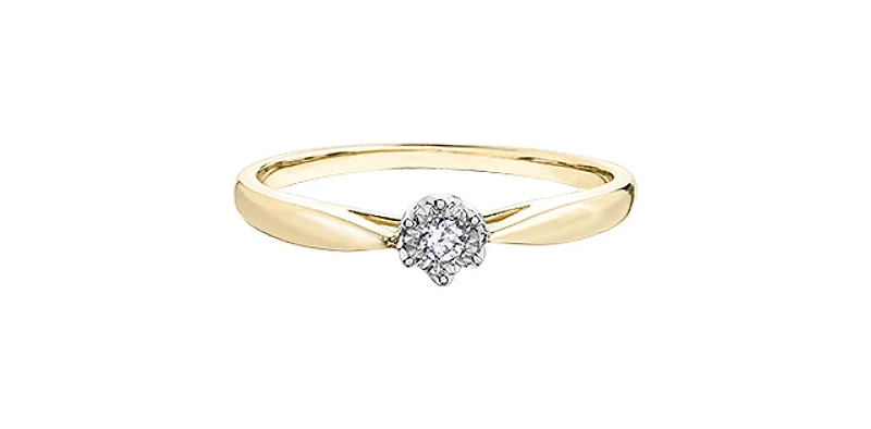10K Yellow & White Gold 0.05cttw Diamond Promise / Engagement Ring, Size 6.5