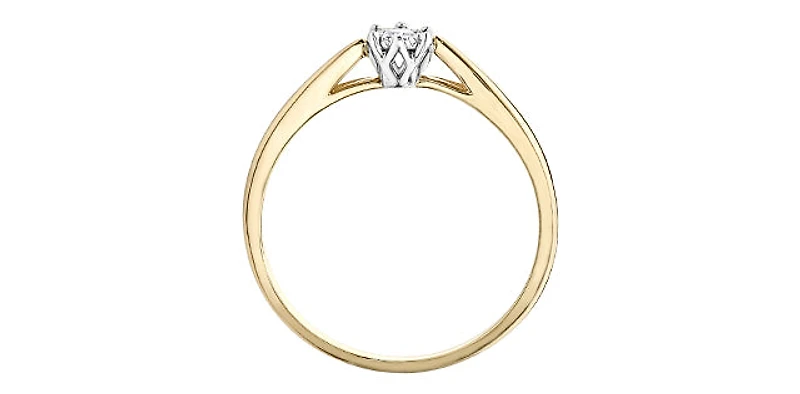 10K Yellow & White Gold 0.05cttw Diamond Promise / Engagement Ring, Size 6.5