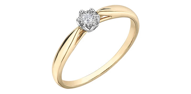 10K Yellow & White Gold 0.05cttw Diamond Promise / Engagement Ring, Size 6.5
