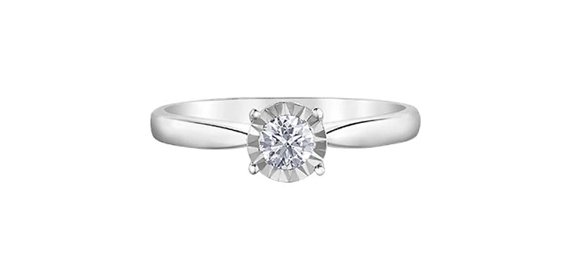 10K White Gold 0.25cttw Round Brilliant Cut Diamond Engagement Ring, size 6.5