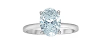 14K White gold 1.07Cttw Lab Grown Oval Cut Diamond Engagement / Anniversary Ring With Hidden Halo
