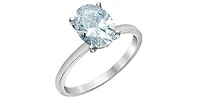 14K White gold 1.07Cttw Lab Grown Oval Cut Diamond Engagement / Anniversary Ring With Hidden Halo