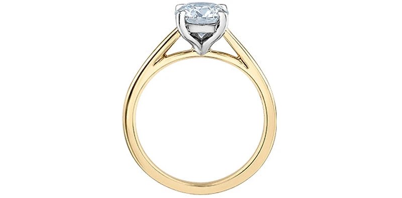 14K Lab Grown 0.50-3.00cttw Four Claw Diamond Ring - Gold / Carat Weight Round Brilliant