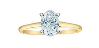 14K Lab Grown 1.00cttw Oval Shape Four Claw Diamond Ring - Gold / 4