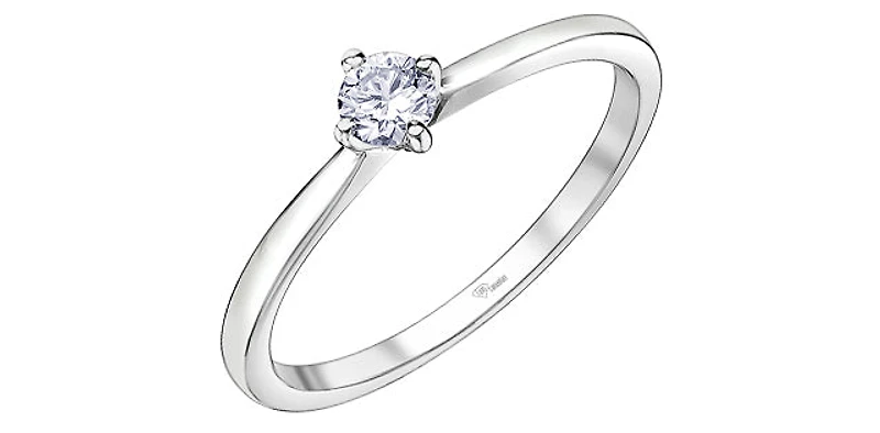 10K White Gold 0.18cttw Canadian Diamond Engagement Ring, 6.5