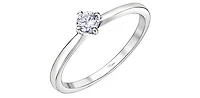 10K White Gold 0.18cttw Canadian Diamond Engagement Ring, 6.5