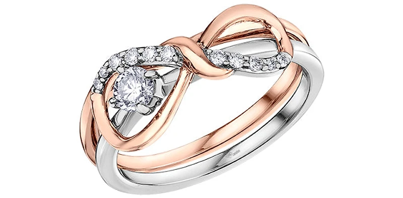 10K White Gold 0.18cttw Canadian Diamond Engagement Ring, 6.5