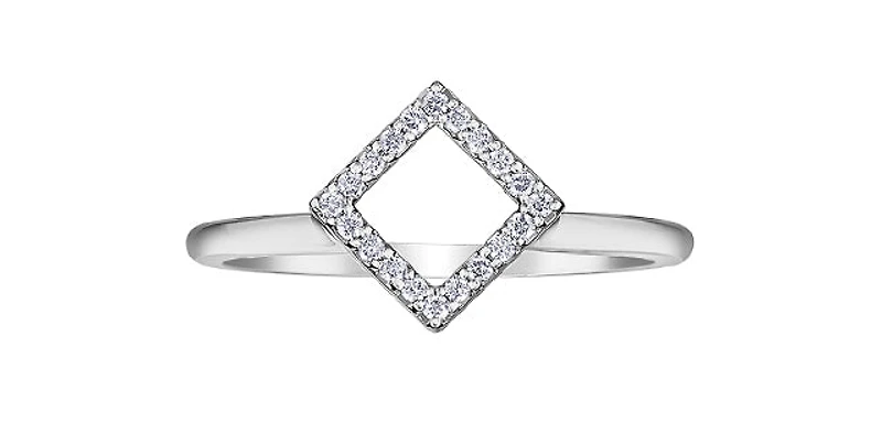 10K White Gold 0.20cttw Canadian Diamond Princess Cut Engagement Ring, 6.5