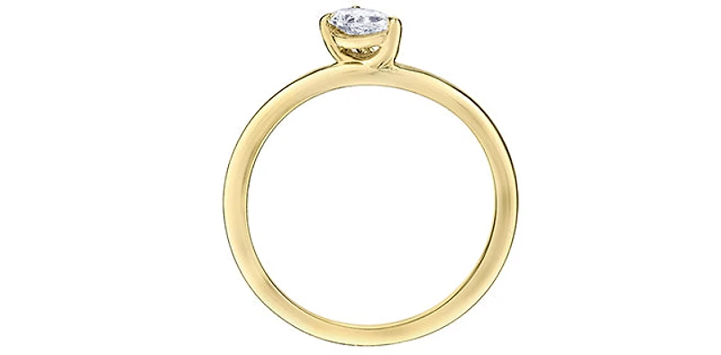 10K Yellow Gold 0.23Cttw Canadian Diamond Pear Cut Engagement Ring - /