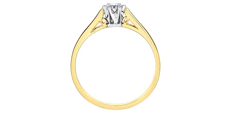 10K Yellow Gold 0.18cttw Round Brilliant Cut Canadian Diamond Engagement Ring