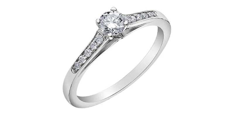 10K White Gold 0.33cttw Round Brilliant Cut Canadian Diamond Engagement Ring - / 4.5