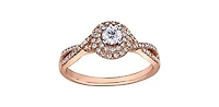 10K Rose Gold 0.23cttw Canadian Diamond Ring, size 6.5