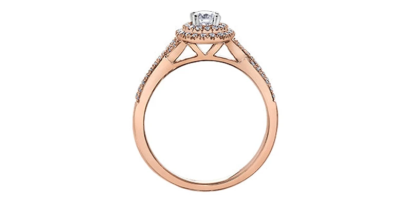 10K Rose Gold 0.23cttw Canadian Diamond Ring, size 6.5