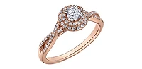 10K Rose Gold 0.23cttw Canadian Diamond Ring, size 6.5