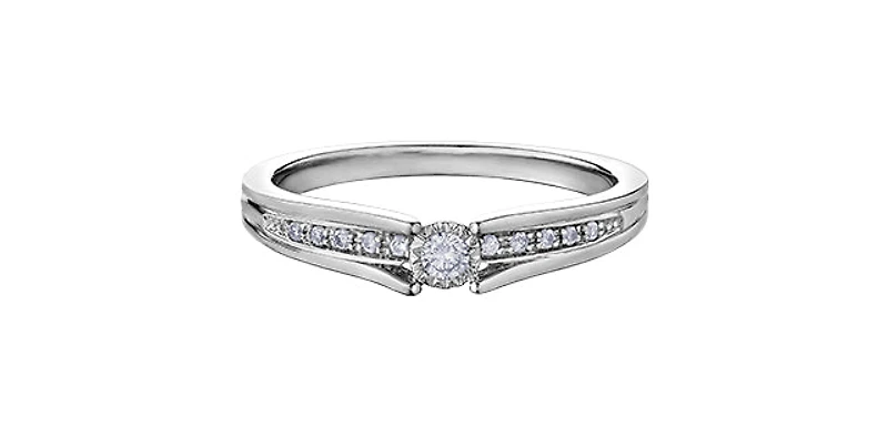 10K White Gold 0.10cttw Diamond Ring - Size 6.5