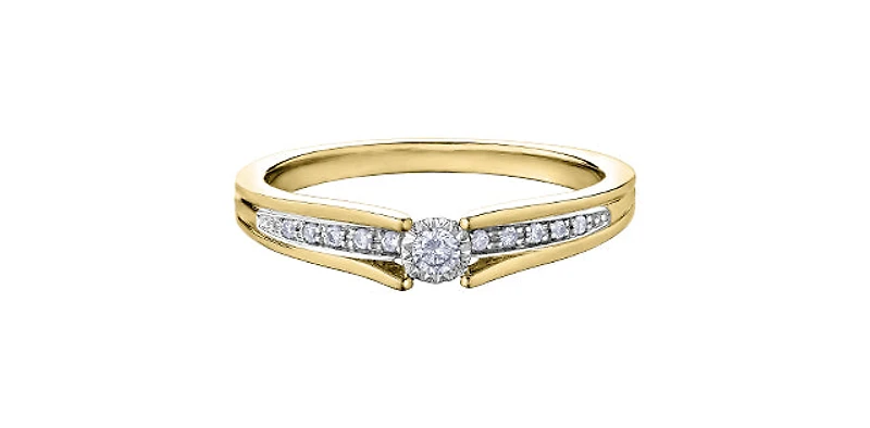 10K Yellow Gold 0.10cttw Diamond Ring - Size 6.5