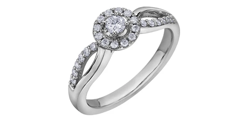 10K White Gold 0.30cttw Canadian Diamond Ring - Size 6.5