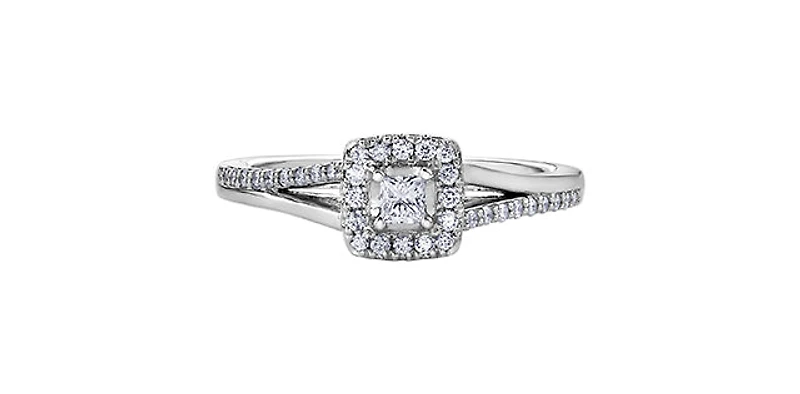 10K White Gold 0.30cttw Princess Cut Canadian Diamond Ring - Size 6.5