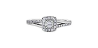10K White Gold 0.30cttw Princess Cut Canadian Diamond Ring - Size 6.5
