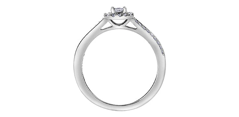 10K White Gold 0.30cttw Princess Cut Canadian Diamond Ring - Size 6.5