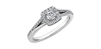 10K White Gold 0.30cttw Princess Cut Canadian Diamond Ring - Size 6.5
