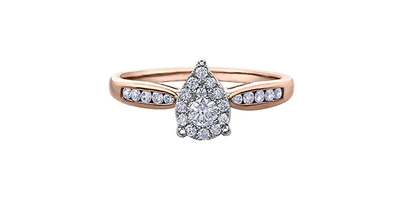 10K Rose Gold 0.35cttw Diamond Pear Shaped Halo Engagement Ring - / 4.5