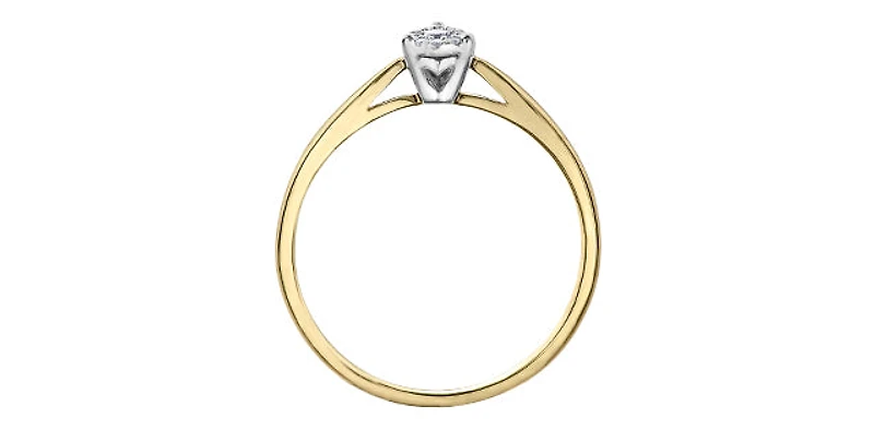 10K Yellow Gold 0.08cttw Pear Cut Cluster Diamond Engagement Ring - / 4.5