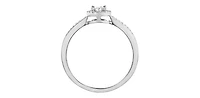 10K White Gold 0.15cttw Round Brilliant Cut Diamond Halo Engagement Ring - / 4.5