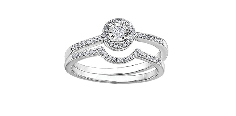 10K White Gold 0.15cttw Round Brilliant Cut Diamond Halo Engagement Ring - / 4.5