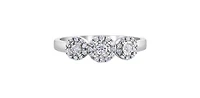 10K White Gold 0.25cttw Round Brilliant Cut 3 Stone Halo Diamond Ring - / 4.5