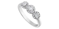 10K White Gold 0.25cttw Round Brilliant Cut 3 Stone Halo Diamond Ring - / 4.5