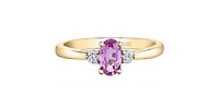 14K Yellow Gold Pink Sapphire 0.62cttw & Canadian Diamond 0.08cttw Ring