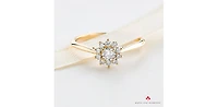 14K Yellow Gold 0.35cttw Round Brilliant Cut Canadian Diamond Halo Engagement Ring
