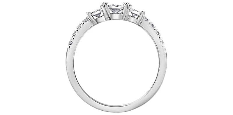 10K White Gold 0.33cttw Round Brilliant Cut 3 Stone Illusion Set Diamond Ring, size 6