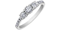 10K White Gold 0.33cttw Round Brilliant Cut 3 Stone Illusion Set Diamond Ring, size 6