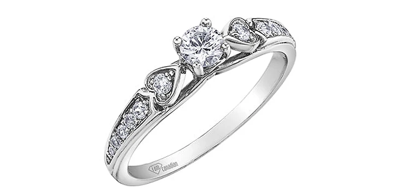 10K White Gold 0.31cttw Round Brilliant Cut Canadian Diamond Engagement Ring (Band sold separately)