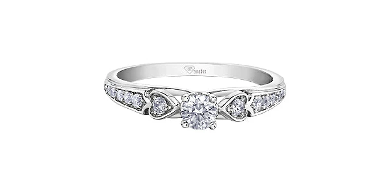 10K White Gold 0.31cttw Round Brilliant Cut Canadian Diamond Engagement Ring (Band sold separately)