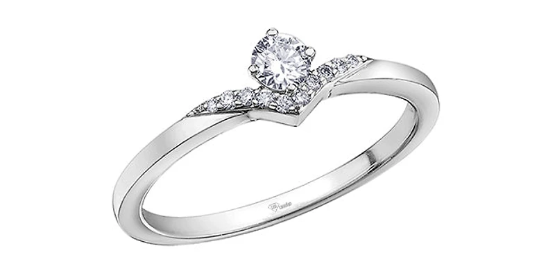10K White Gold 0.20cttw Round Brilliant Cut Canadian Diamond Engagement Ring (Band sold separately)