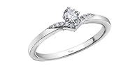 10K White Gold 0.20cttw Round Brilliant Cut Canadian Diamond Engagement Ring (Band sold separately)