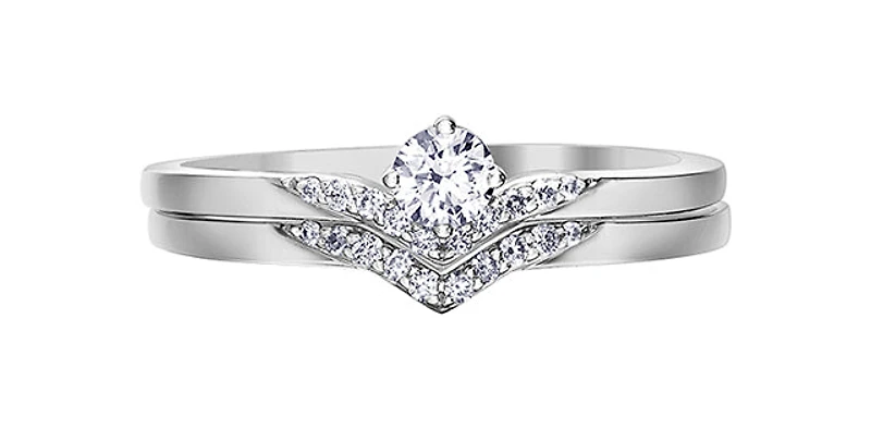 10K White Gold 0.20cttw Round Brilliant Cut Canadian Diamond Engagement Ring (Band sold separately)