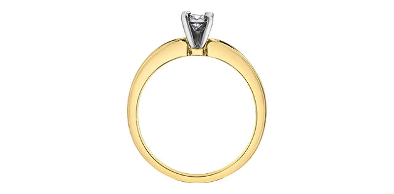 10K Yellow & White Gold 0.15cttw Diamond Engagement Ring, Size 6.5